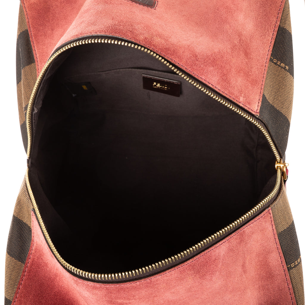Handbag Shopper Tote Fushia Calfskin with Pequin Canvas