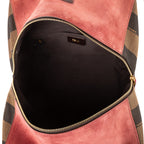 Handbag Shopper Tote Fushia Calfskin with Pequin Canvas