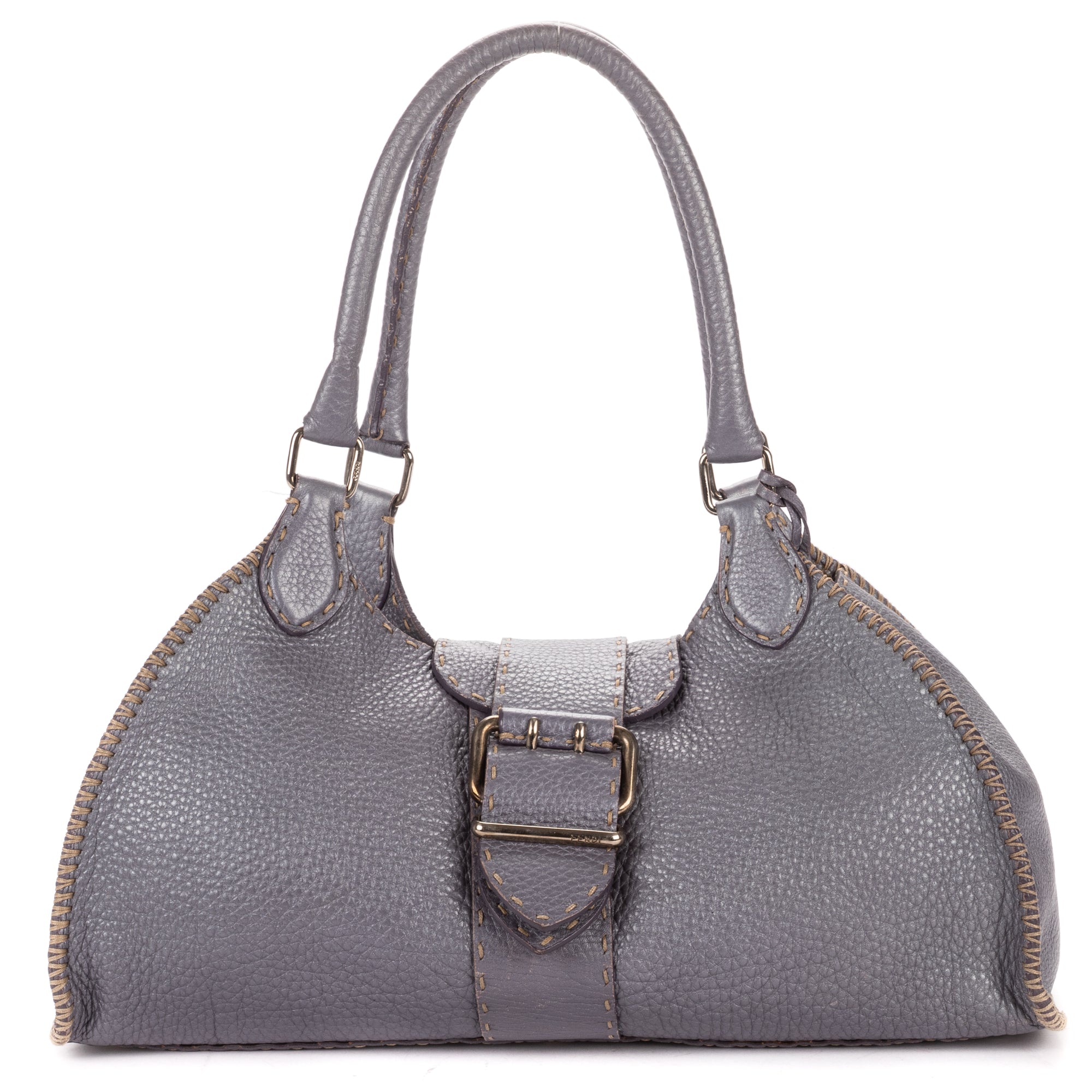 Shoulder Bag By The Way Top Handle Purple Grained Calfskin Leather