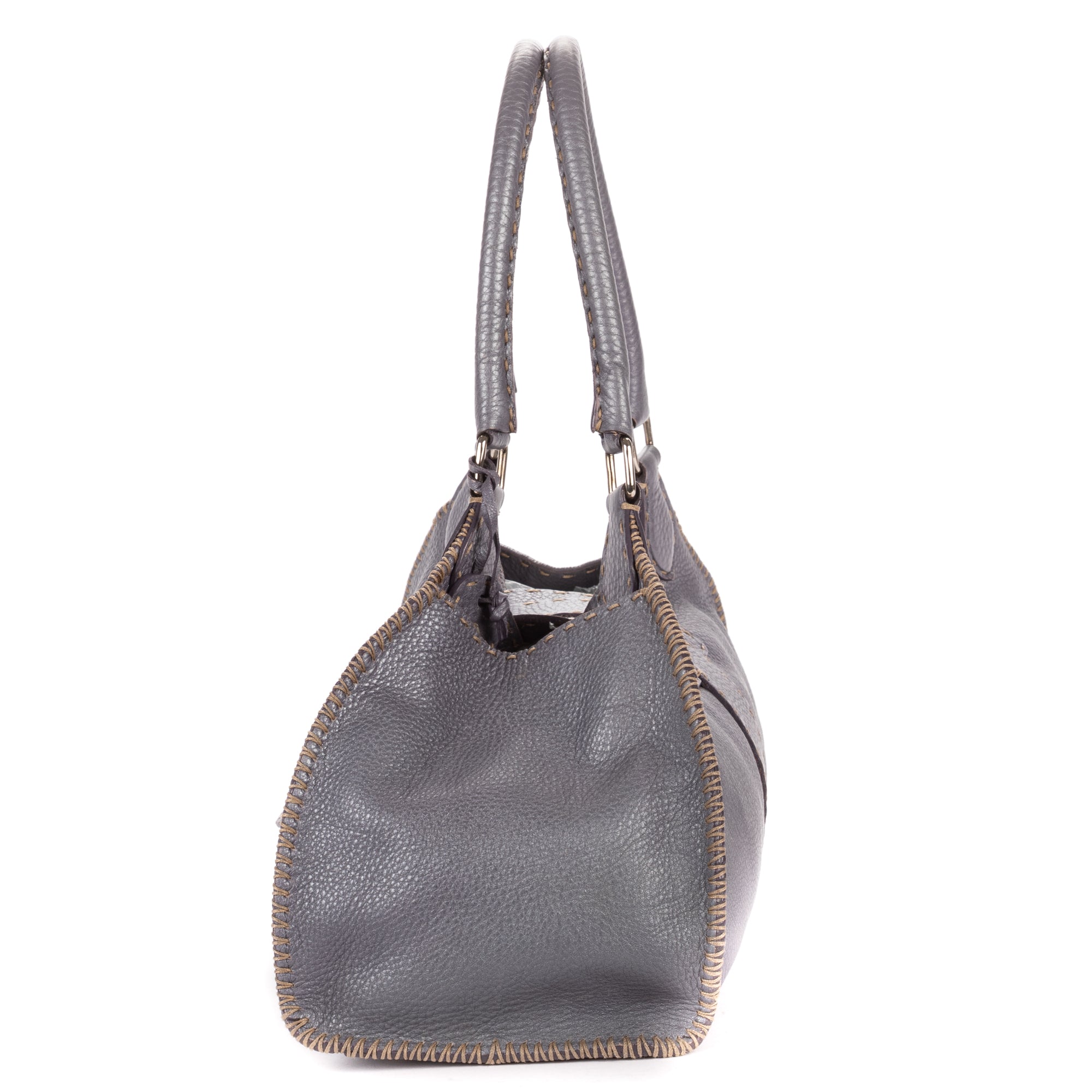 Shoulder Bag By The Way Top Handle Purple Grained Calfskin Leather