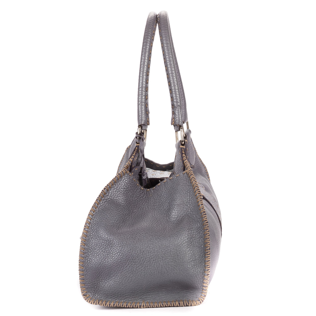 Shoulder Bag By The Way Top Handle Purple Grained Calfskin Leather
