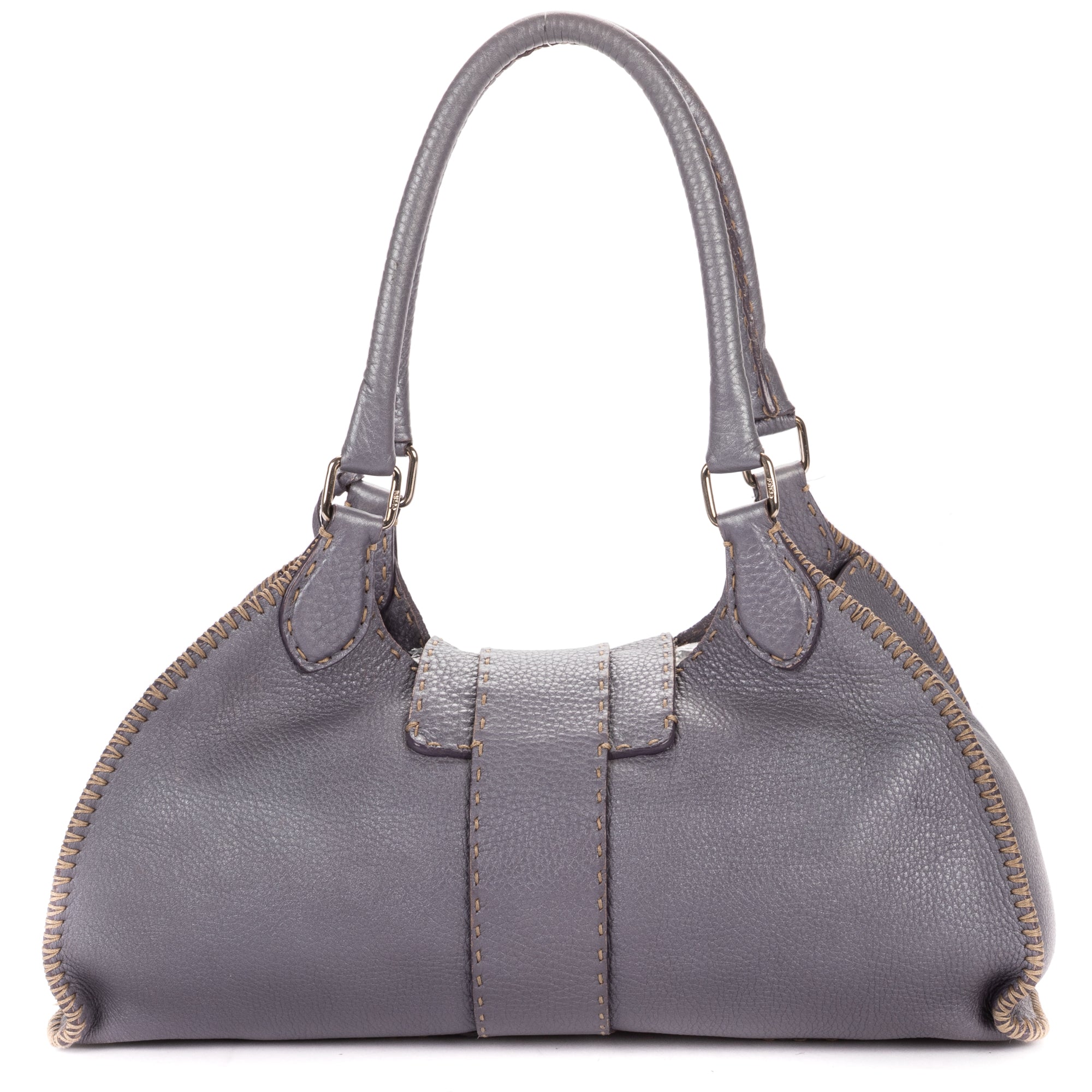 Shoulder Bag By The Way Top Handle Purple Grained Calfskin Leather
