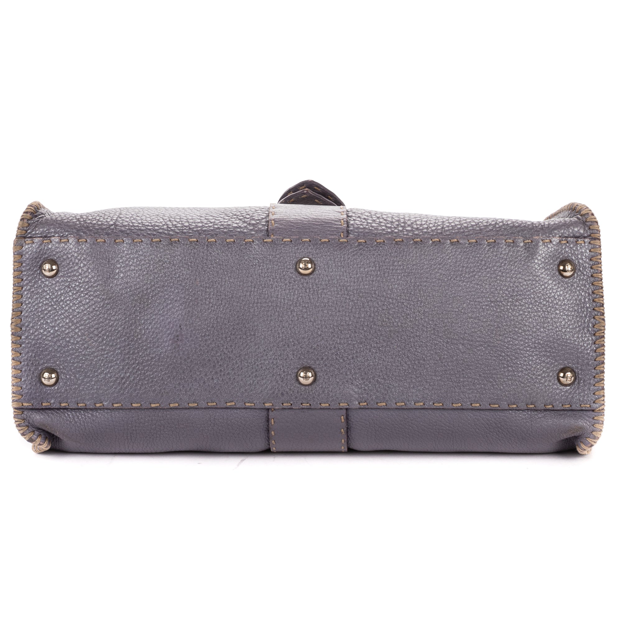 Shoulder Bag By The Way Top Handle Purple Grained Calfskin Leather