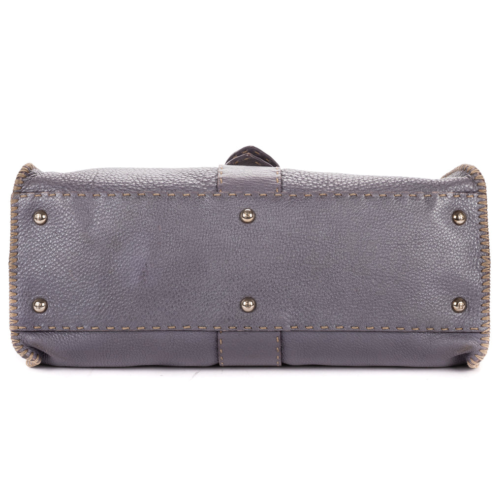 Shoulder Bag By The Way Top Handle Purple Grained Calfskin Leather