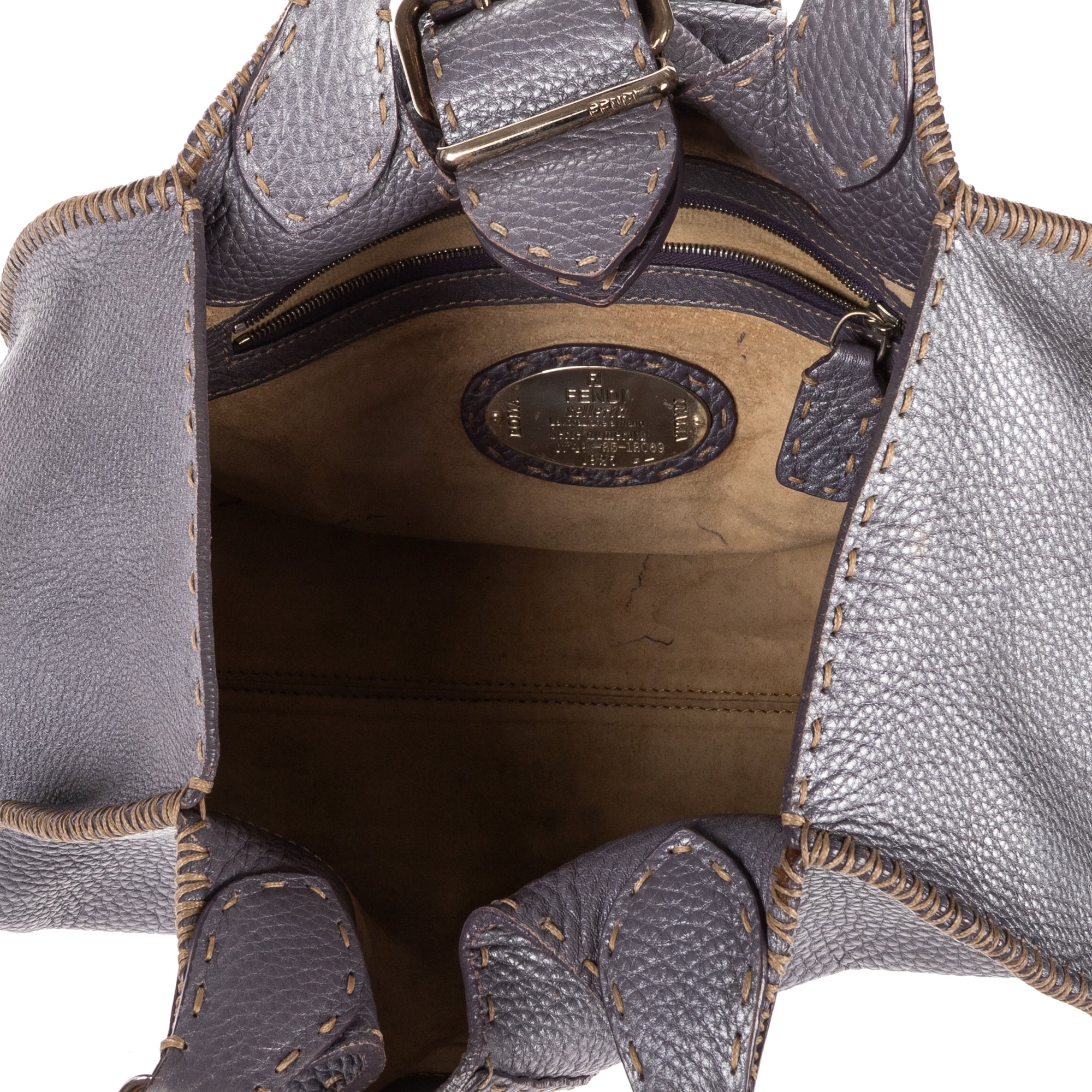 Shoulder Bag By The Way Top Handle Purple Grained Calfskin Leather