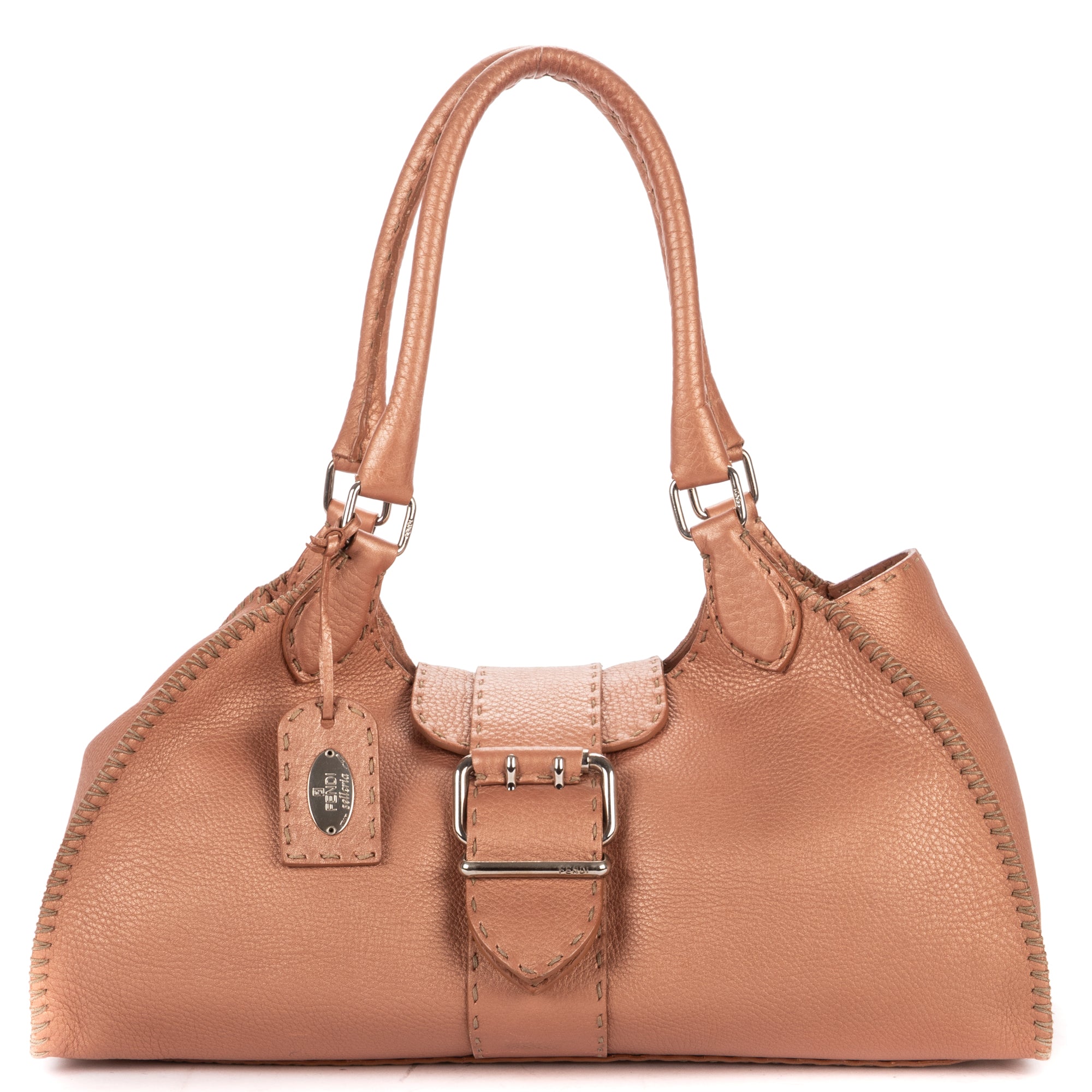 Shoulder Bag By The Way Top Handle Pink Grained Calfskin Leather