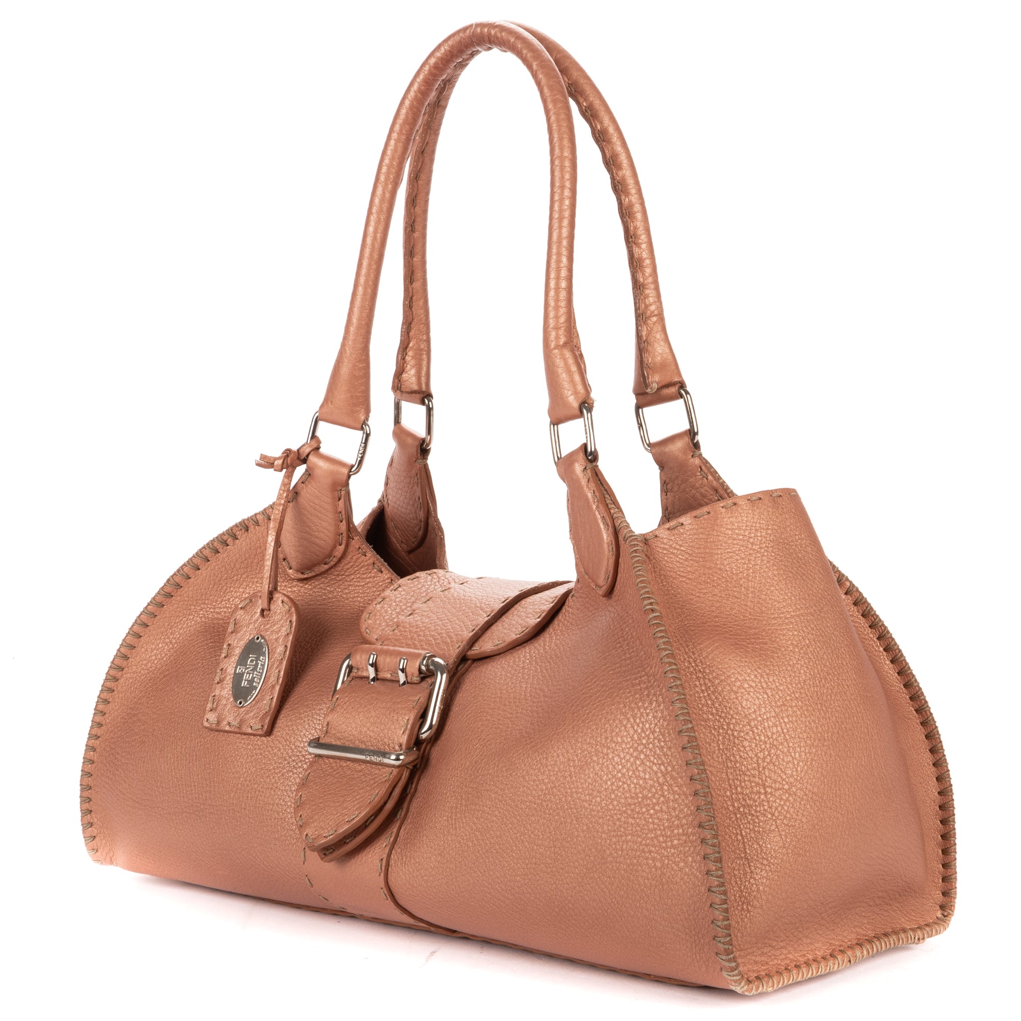 Shoulder Bag By The Way Top Handle Pink Grained Calfskin Leather
