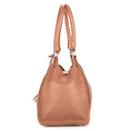 Shoulder Bag By The Way Top Handle Pink Grained Calfskin Leather