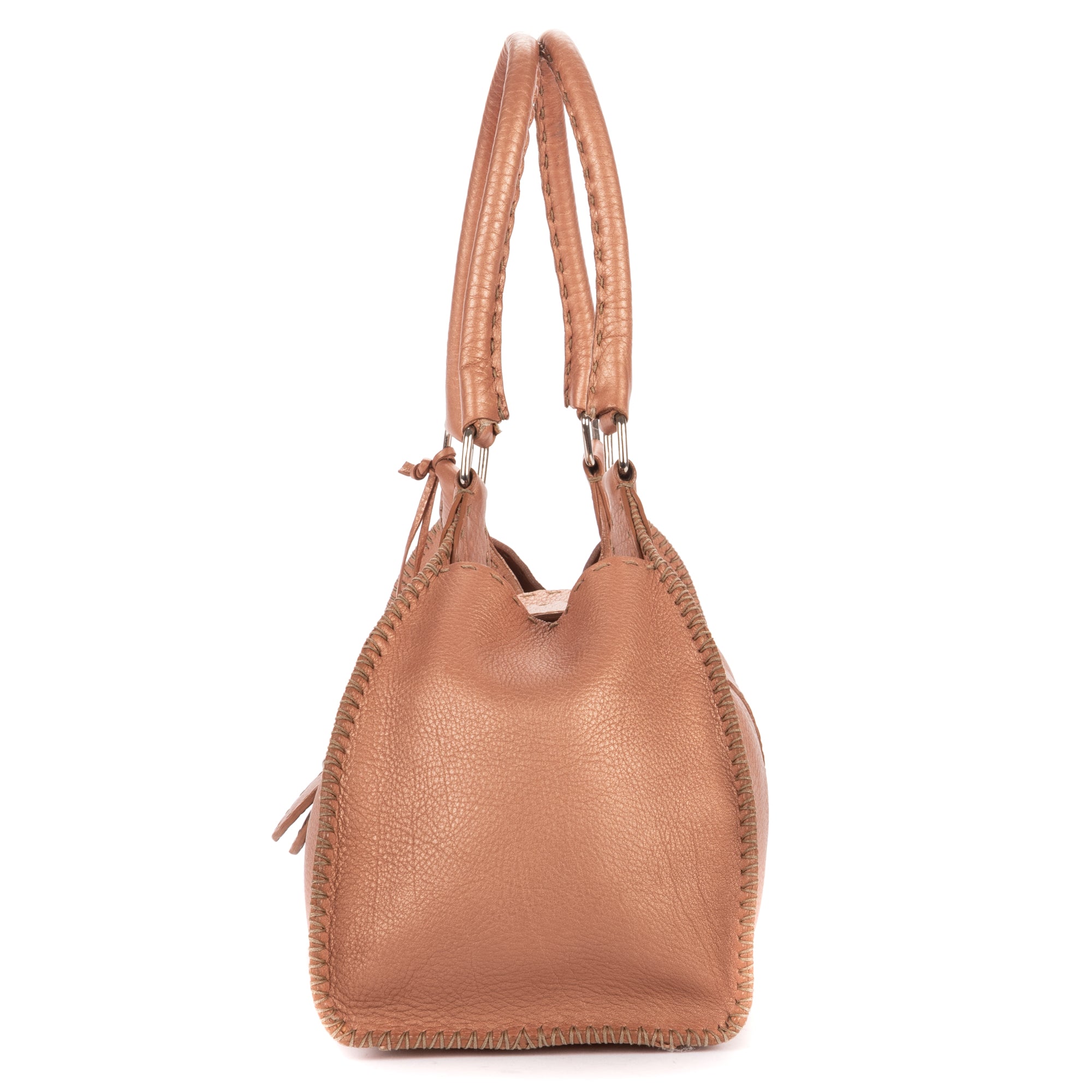 Shoulder Bag By The Way Top Handle Pink Grained Calfskin Leather