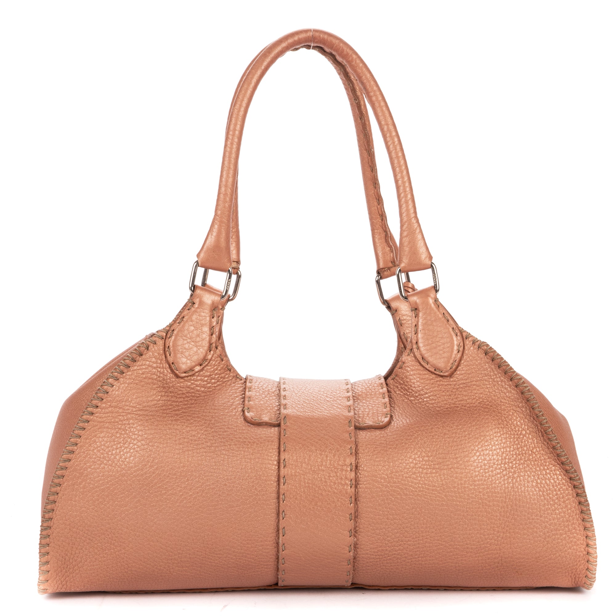 Shoulder Bag By The Way Top Handle Pink Grained Calfskin Leather