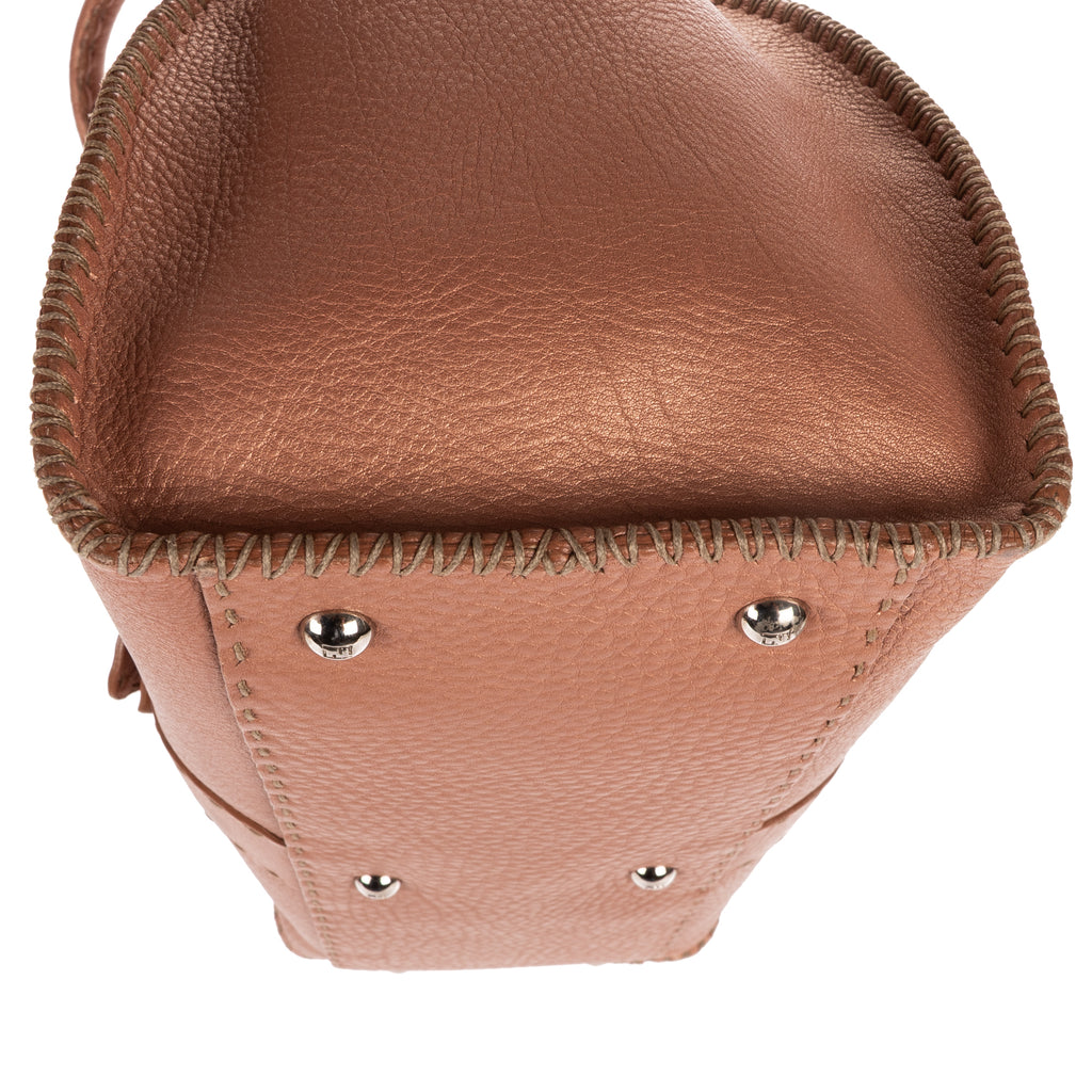 Shoulder Bag By The Way Top Handle Pink Grained Calfskin Leather