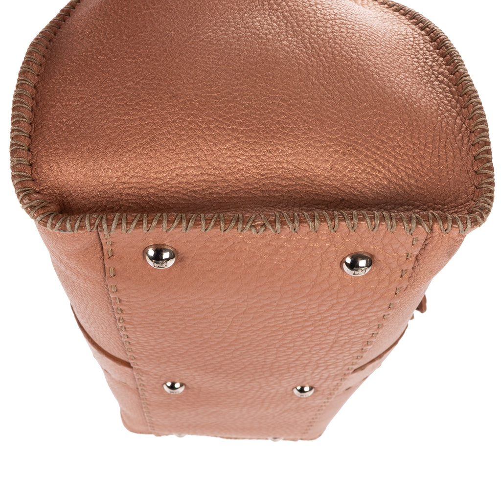 Shoulder Bag By The Way Top Handle Pink Grained Calfskin Leather