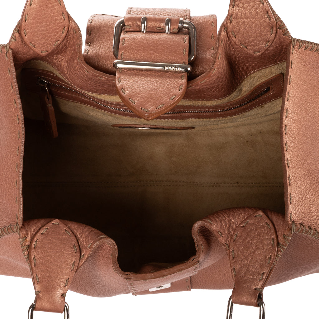 Shoulder Bag By The Way Top Handle Pink Grained Calfskin Leather