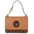 Shoulder Bag Kan I Brown Zucca Embossed Calfskin Leather