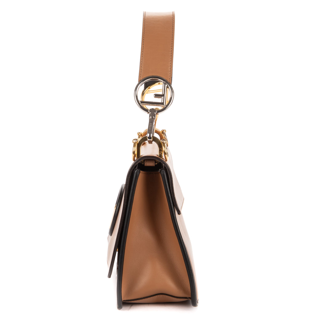 Shoulder Bag Kan I Brown Zucca Embossed Calfskin Leather