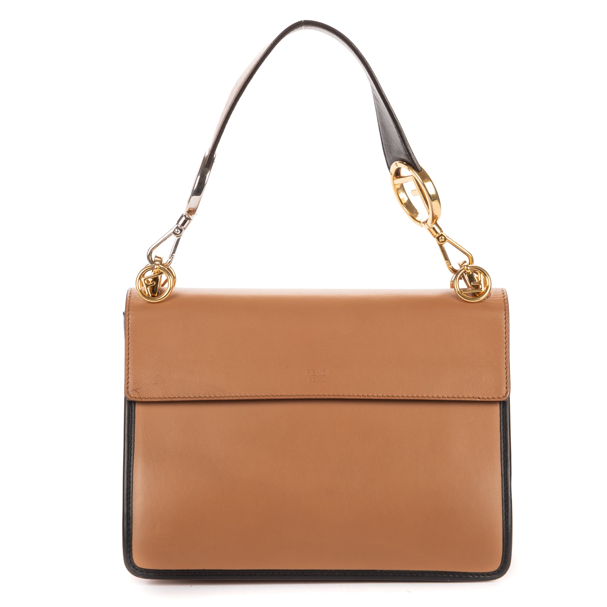 Shoulder Bag Kan I Brown Zucca Embossed Calfskin Leather