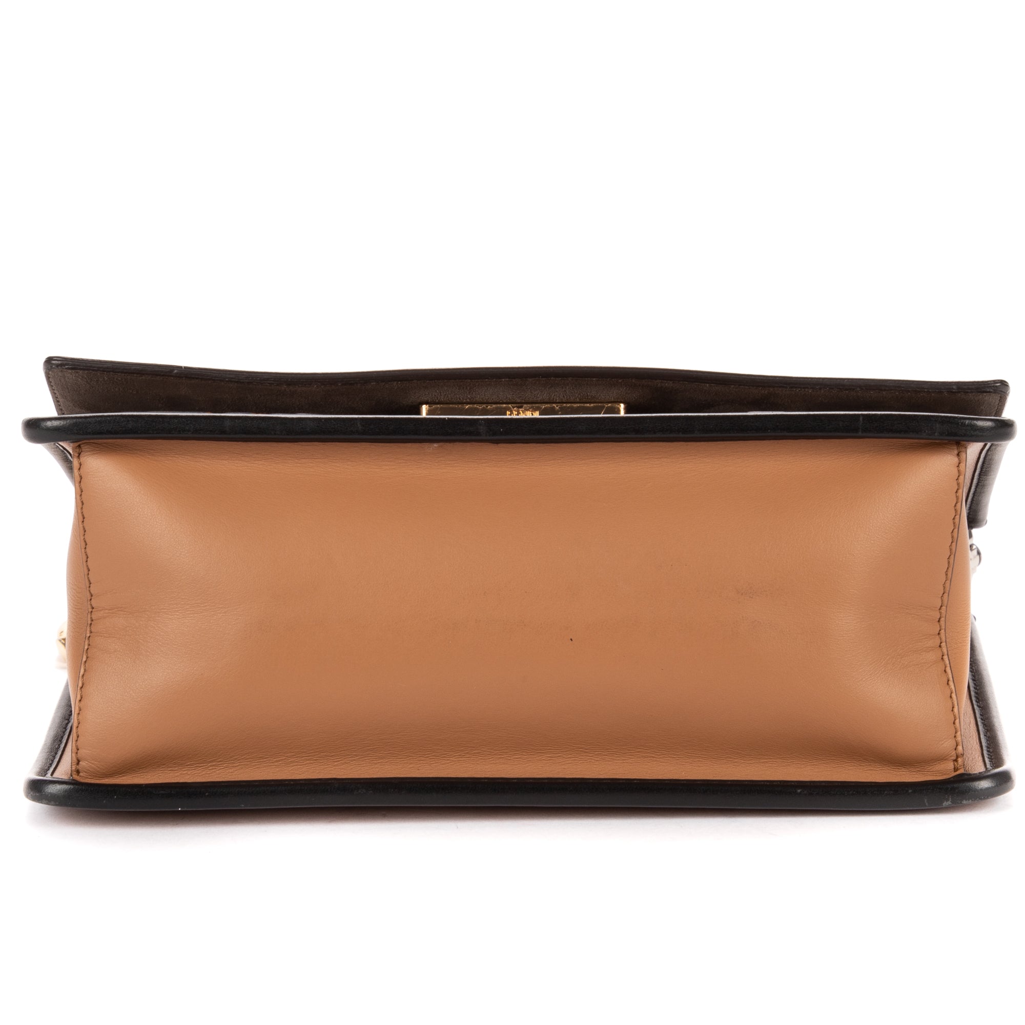 Shoulder Bag Kan I Brown Zucca Embossed Calfskin Leather
