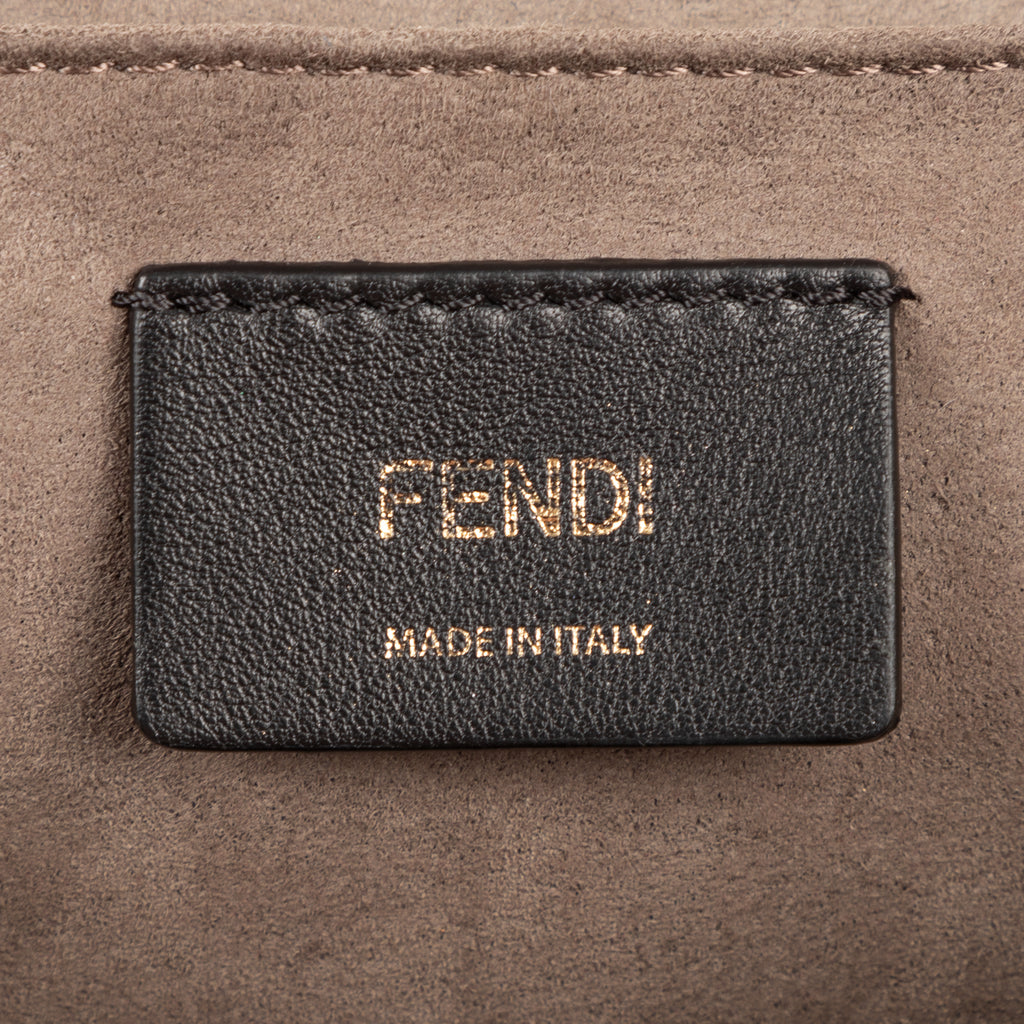 Shoulder Bag Kan I Brown Zucca Embossed Calfskin Leather