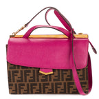 Shoulder Bag Demi Jour Crossbody Fushia Calfskin with Zucca Canvas