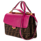 Shoulder Bag Demi Jour Crossbody Fushia Calfskin with Zucca Canvas