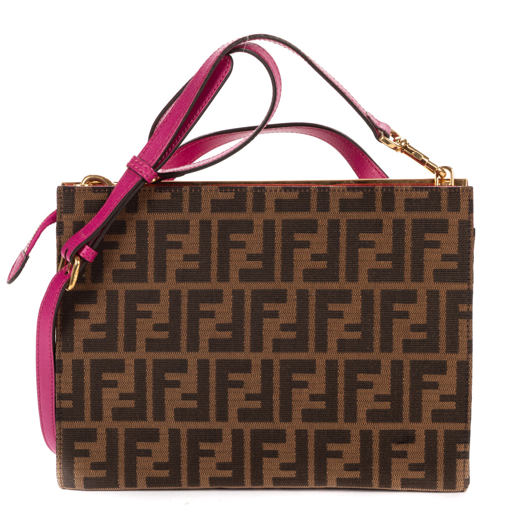 Shoulder Bag Demi Jour Crossbody Fushia Calfskin with Zucca Canvas