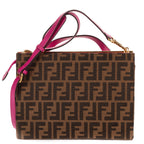 Shoulder Bag Demi Jour Crossbody Fushia Calfskin with Zucca Canvas