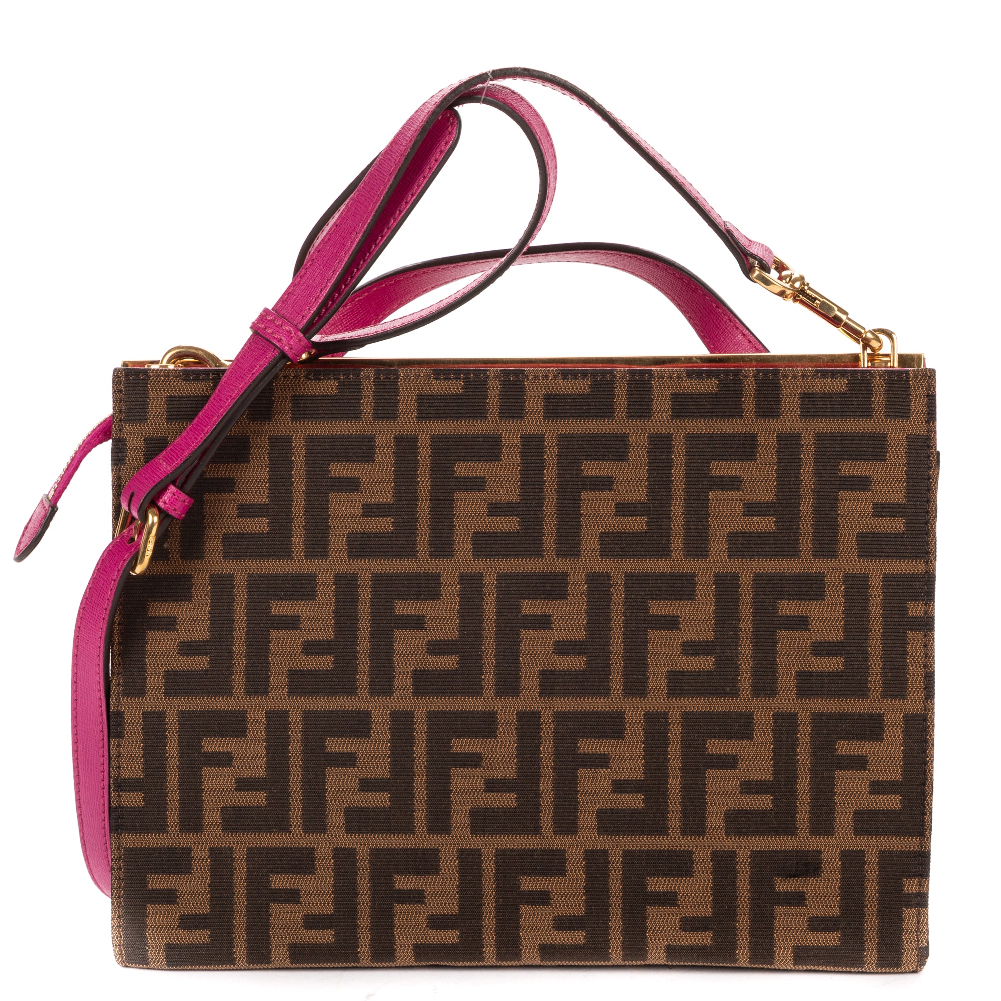 Shoulder Bag Demi Jour Crossbody Fushia Calfskin with Zucca Canvas