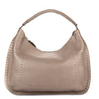 Shoulder Bag Selleria Hobo Grey Grained Calfskin Leather