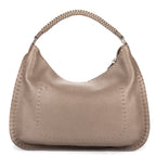 Shoulder Bag Selleria Hobo Grey Grained Calfskin Leather