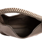 Shoulder Bag Selleria Hobo Grey Grained Calfskin Leather