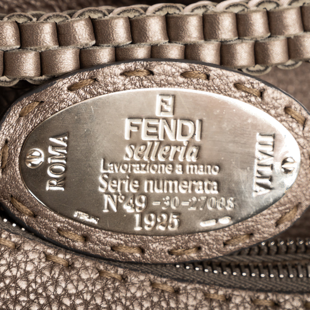 Shoulder Bag Selleria Hobo Grey Grained Calfskin Leather