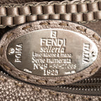 Shoulder Bag Selleria Hobo Grey Grained Calfskin Leather