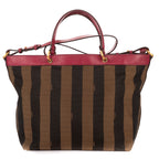 Shoulder Bag Medium Pequin Zip Tote Medium Fushia Calfskin with Pequin Striped Canvas