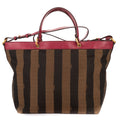 Shoulder Bag Medium Pequin Zip Tote Medium Fushia Calfskin with Pequin Striped Canvas