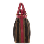 Shoulder Bag Medium Pequin Zip Tote Medium Fushia Calfskin with Pequin Striped Canvas