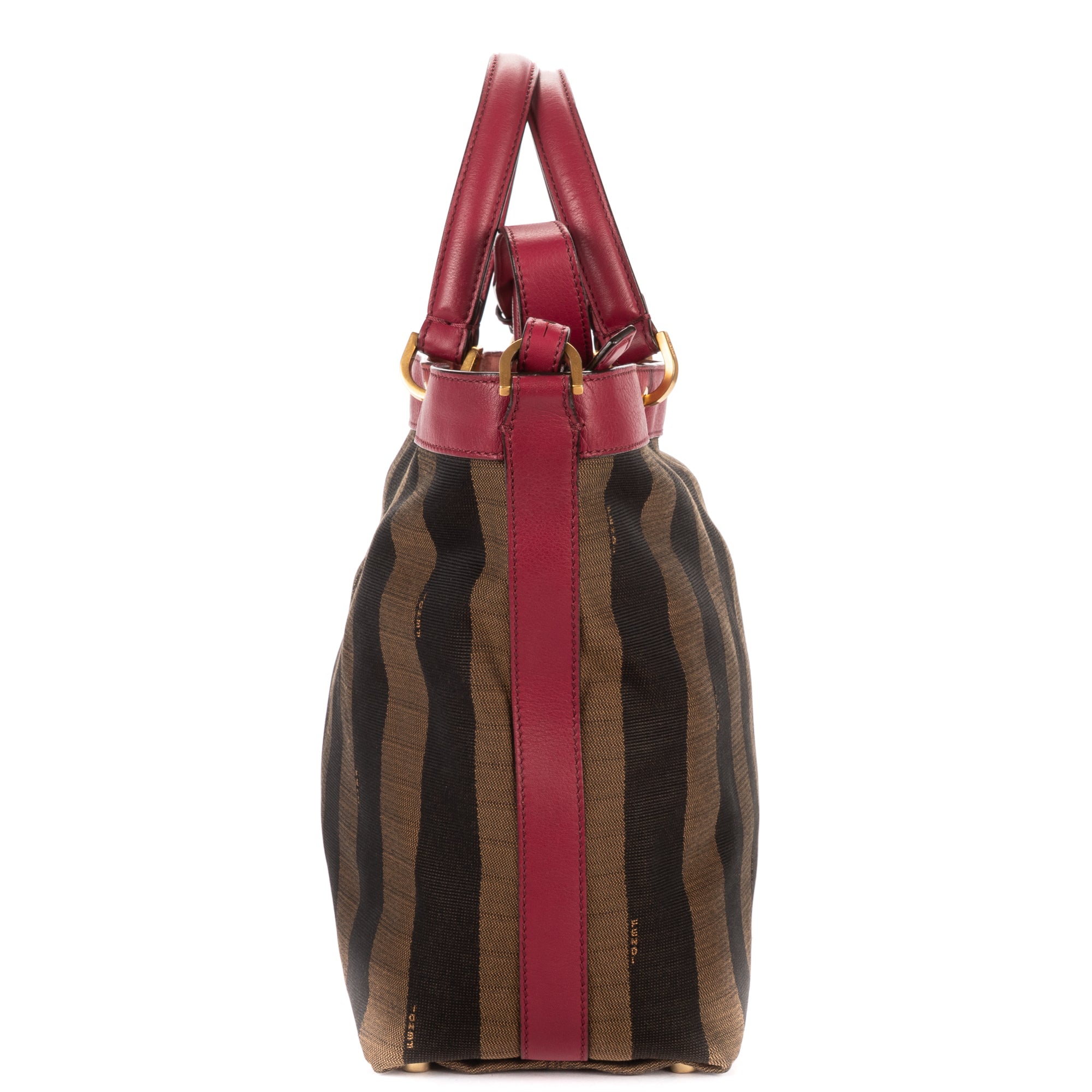 Shoulder Bag Medium Pequin Zip Tote Medium Fushia Calfskin with Pequin Striped Canvas
