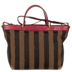 Shoulder Bag Medium Pequin Zip Tote Medium Fushia Calfskin with Pequin Striped Canvas