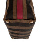 Shoulder Bag Medium Pequin Zip Tote Medium Fushia Calfskin with Pequin Striped Canvas