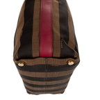 Shoulder Bag Medium Pequin Zip Tote Medium Fushia Calfskin with Pequin Striped Canvas