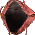 Shoulder Bag Medium Pequin Zip Tote Medium Fushia Calfskin with Pequin Striped Canvas