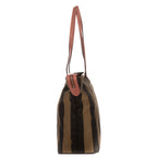 Shoulder Bag Large Pequin Zip Tote Large Pink Calfskin with Pequin Striped Canvas