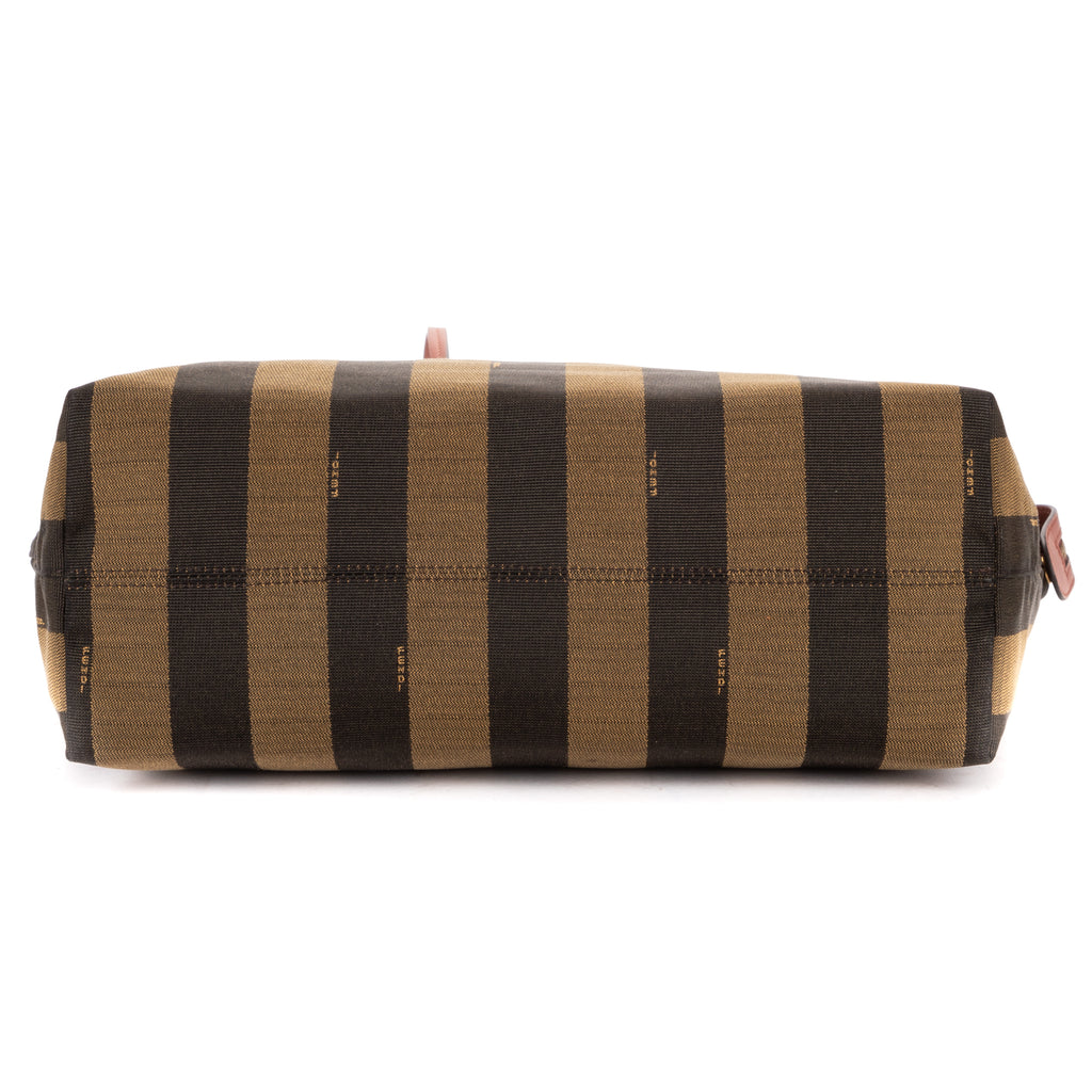 Shoulder Bag Large Pequin Zip Tote Large Pink Calfskin with Pequin Striped Canvas