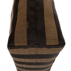 Shoulder Bag Large Pequin Zip Tote Large Pink Calfskin with Pequin Striped Canvas