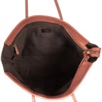 Shoulder Bag Large Pequin Zip Tote Large Pink Calfskin with Pequin Striped Canvas