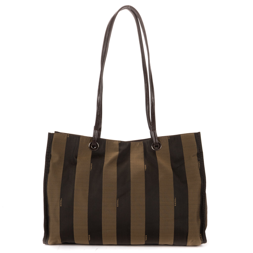Shoulder Bag Shopper Tote Black Pequin Striped Canvas