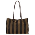 Shoulder Bag Shopper Tote Black Pequin Striped Canvas