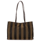 Shoulder Bag Shopper Tote Black Pequin Striped Canvas