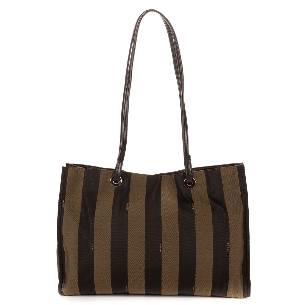 Shoulder Bag Shopper Tote Black Pequin Striped Canvas