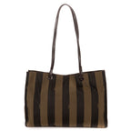 Shoulder Bag Shopper Tote Black Pequin Striped Canvas