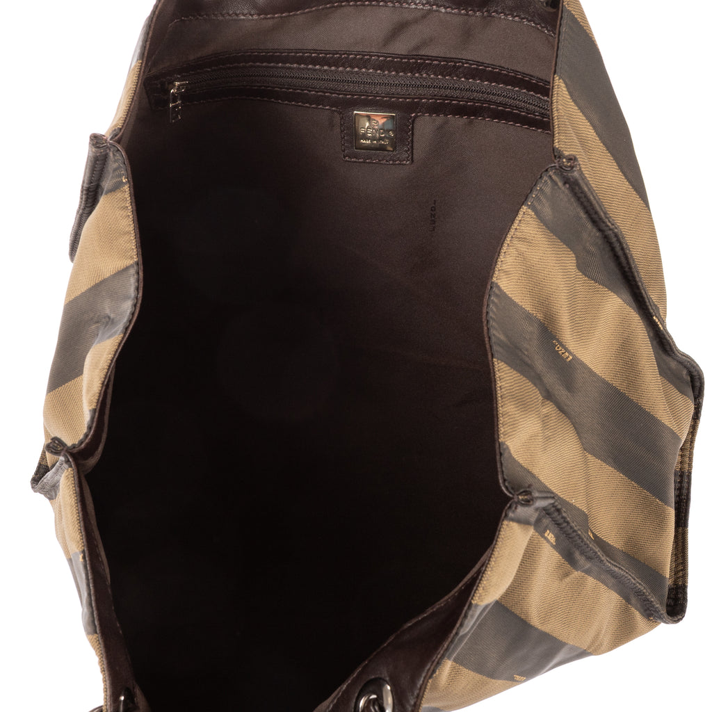 Shoulder Bag Shopper Tote Black Pequin Striped Canvas